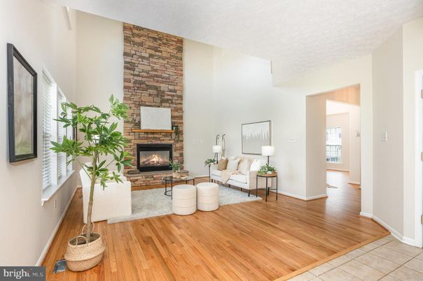 Fireplace, Interior, Living room, Stone Walls, Wood Texture Flooring