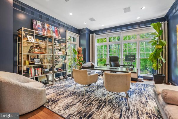 Home Office, Interior, Recessed Lighting, Wood Texture Flooring
