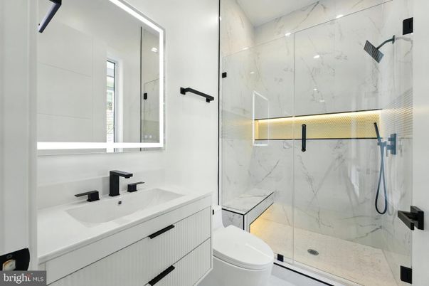 Bathroom, Glass Shower, Interior, Marble Walls