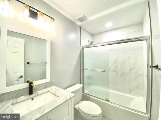 Bathroom, Glass Shower, Interior, Marble Walls, Recessed Lighting