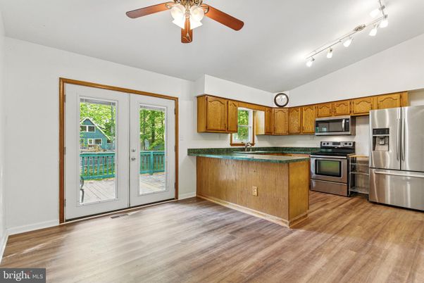 Interior, Kitchen, Stainless Steel Appliances, Wood Texture Flooring