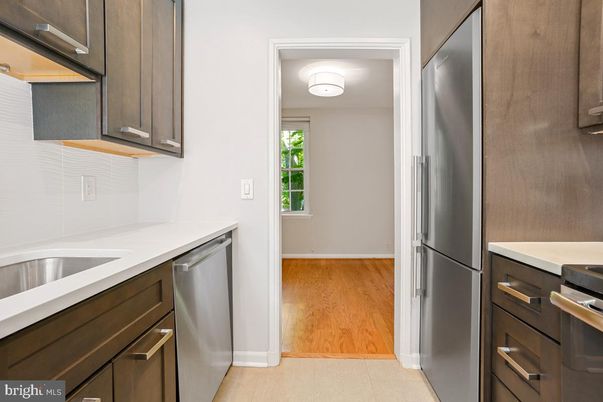 Interior, Kitchen, Stainless Steel Appliances, Wood Texture Flooring