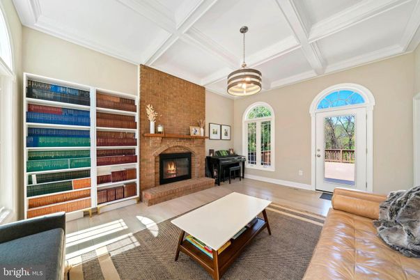 Fireplace, Interior, Living room, Pendant Lights, Piano, Wood Texture Flooring