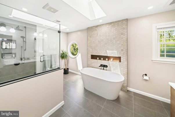 Bathroom, Fireplace, Free Standing Baths, Glass Shower, Interior, Recessed Lighting