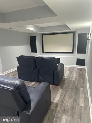 Interior, Projection Screen, Theatre Room, Wood Texture Flooring