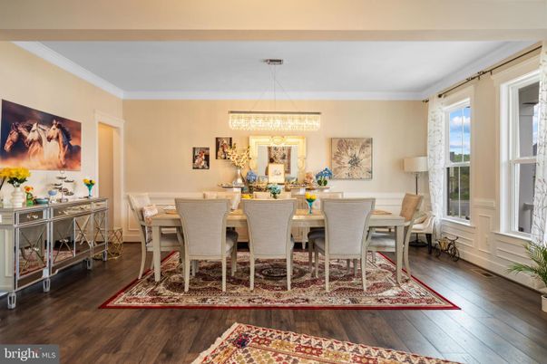 Chandelier, Dining room, Interior, Pendant Lights, Wood Texture Flooring