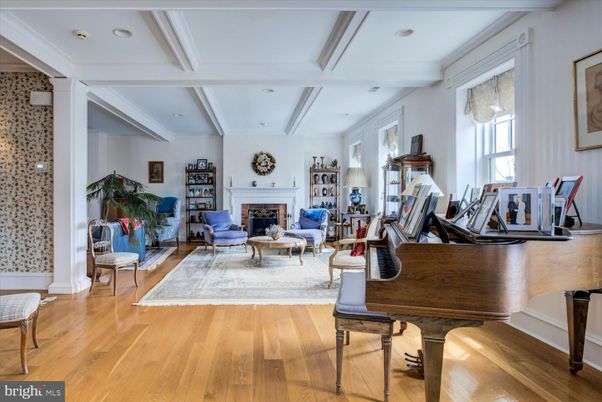 Fireplace, Interior, Living room, Piano, Recessed Lighting, Wood Texture Flooring