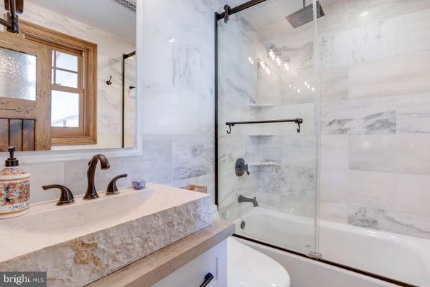 Bathroom, Glass Shower, Interior, Marble Walls