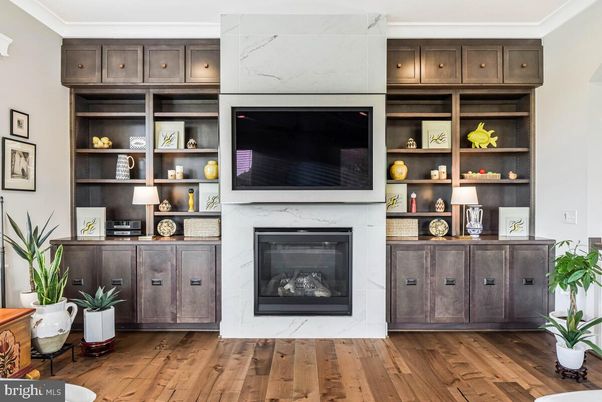 Fireplace, Interior, Marble Walls, Wood Texture Flooring