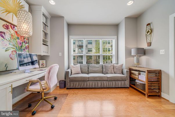 Home Office, Interior, Recessed Lighting, Wood Texture Flooring