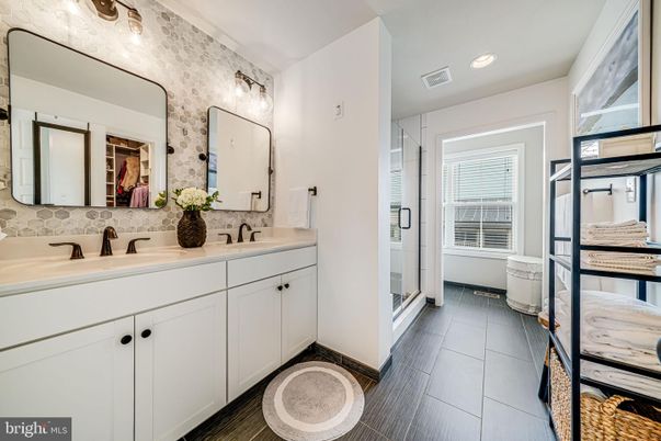 Bathroom, Dual Sink Vanities, Glass Shower, Interior, Recessed Lighting