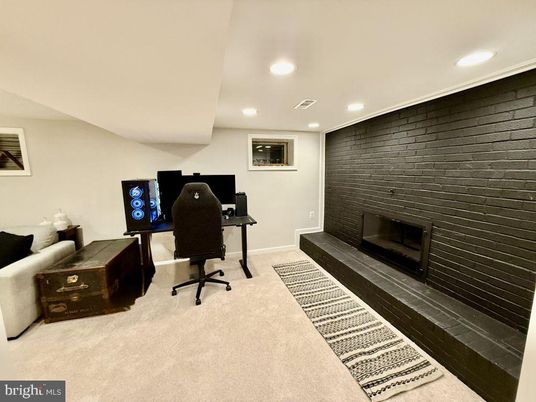 Fireplace, Home Office, Interior, Recessed Lighting