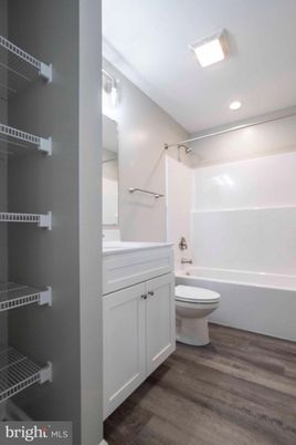 Bathroom, Interior, Recessed Lighting, Wood Texture Flooring