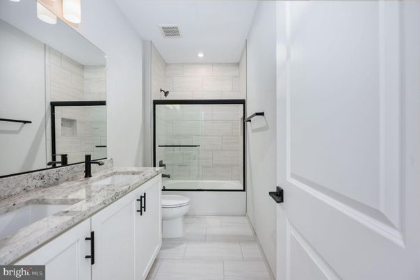 Bathroom, Dual Sink Vanities, Glass Shower, Interior, Recessed Lighting