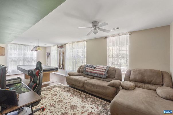 Home Office, Interior, Living room, Pendant Lights, Wood Texture Flooring
