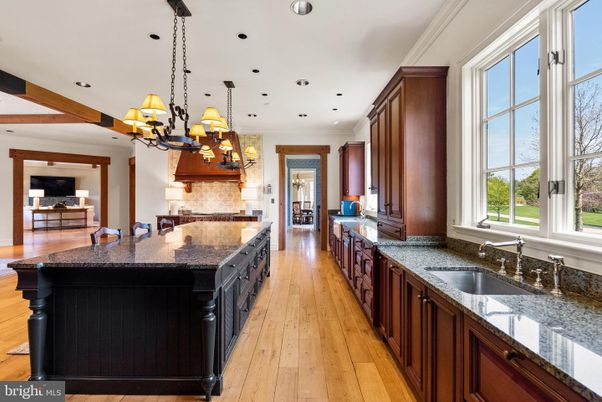 Chandelier, Interior, Kitchen, Recessed Lighting, Wood Texture Flooring