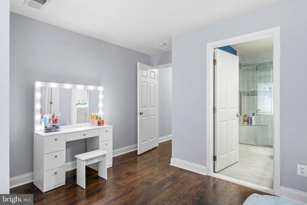 Bathroom, Glass Shower, Interior, Wood Texture Flooring