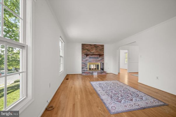 Empty room, Fireplace, Interior, Stone Walls, Wood Texture Flooring