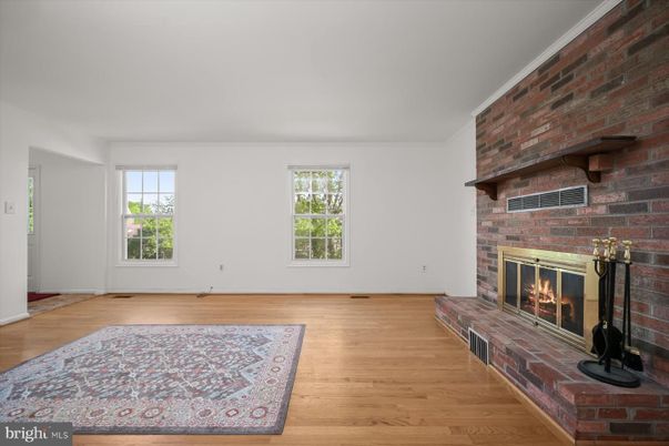 Empty room, Fireplace, Interior, Stone Walls, Wood Texture Flooring