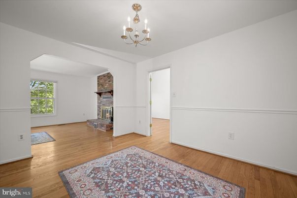Chandelier, Empty room, Fireplace, Interior, Wood Texture Flooring