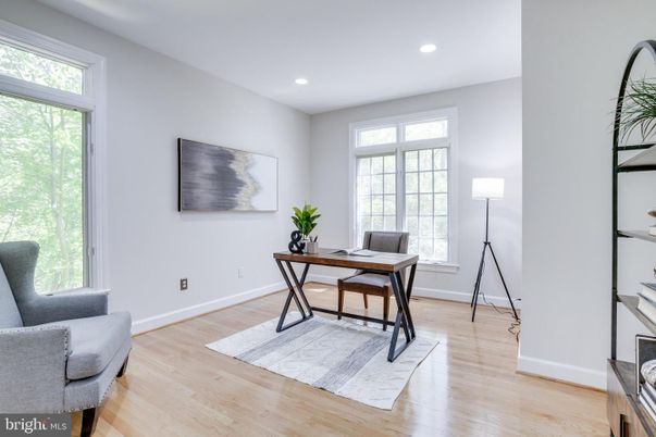 Home Office, Interior, Recessed Lighting, Wood Texture Flooring