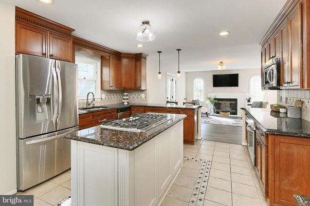 Fireplace, Interior, Kitchen, Living room, Pendant Lights, Recessed Lighting, Stainless Steel Appliances