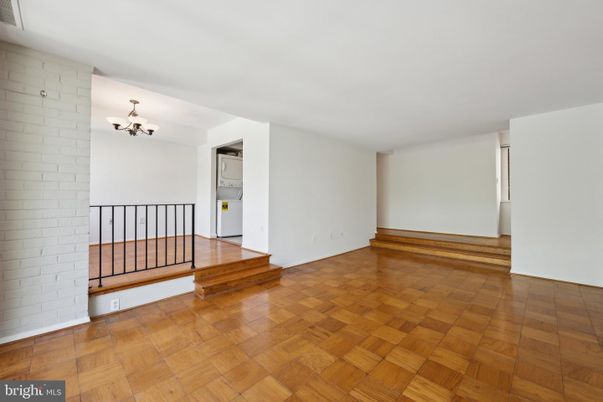 Chandelier, Empty room, Interior, Stone Walls, Wood Texture Flooring