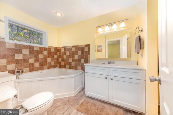 Bathroom, Interior, Recessed Lighting, Wood Texture Flooring