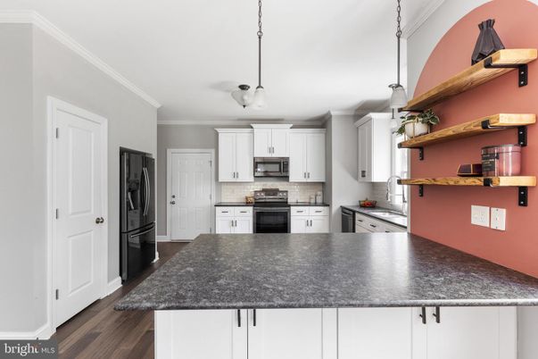 Interior, Kitchen, Pendant Lights, Stainless Steel Appliances, Wood Texture Flooring