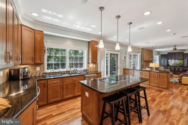 Interior, Kitchen, Pendant Lights, Recessed Lighting, Wood Texture Flooring