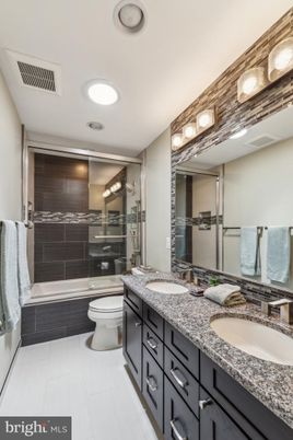 Bathroom, Dual Sink Vanities, Glass Shower, Interior, Recessed Lighting