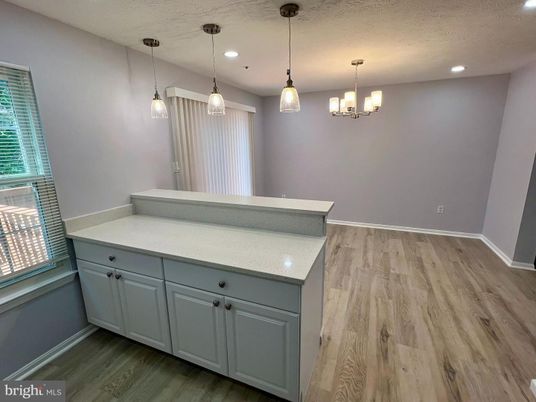 Empty room, Interior, Pendant Lights, Recessed Lighting, Wood Texture Flooring
