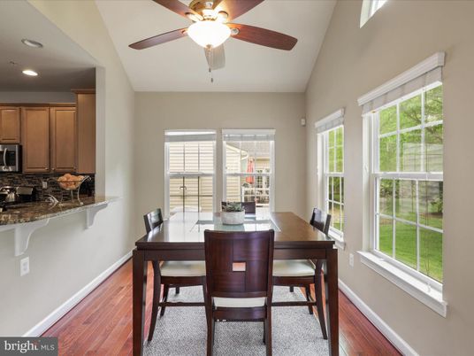 Dining room, Interior, Recessed Lighting, Wood Texture Flooring