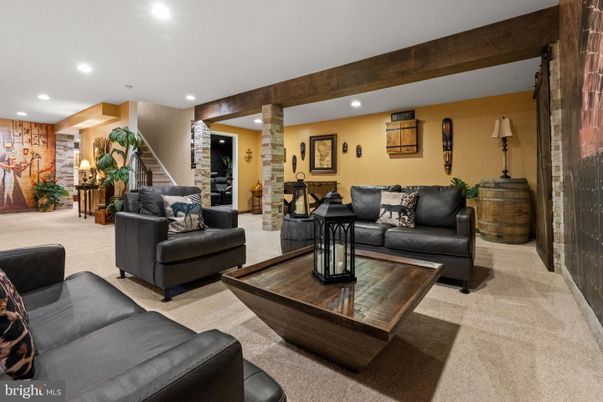 Interior, Living room, Recessed Lighting, Stone Walls