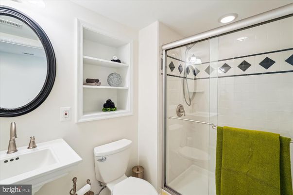 Bathroom, Glass Shower, Interior, Recessed Lighting