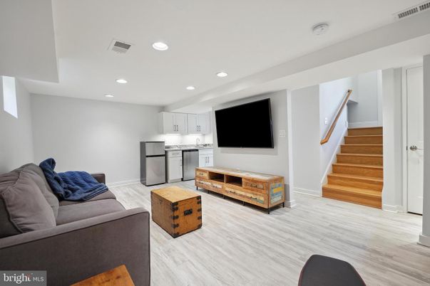 Interior, Kitchen, Living room, Recessed Lighting, Stainless Steel Appliances, Wood Texture Flooring