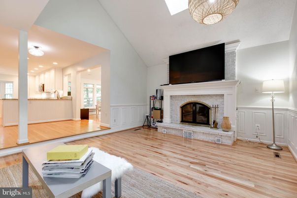 Fireplace, Interior, Recessed Lighting, Wood Texture Flooring