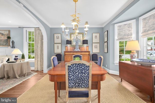 Chandelier, Dining room, Interior, Wood Texture Flooring