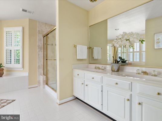 Bathroom, Dual Sink Vanities, Glass Shower, Interior