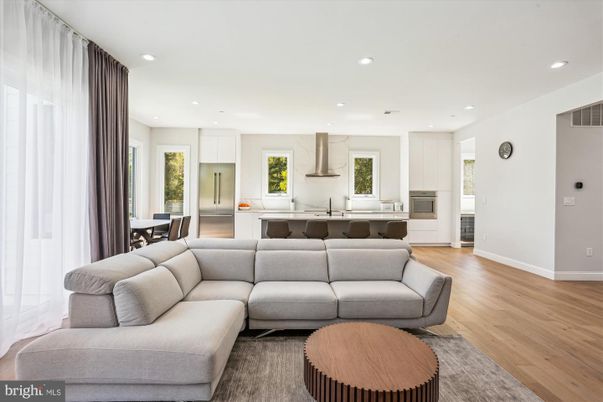 Dining room, Interior, Kitchen, Living room, Recessed Lighting, Wood Texture Flooring