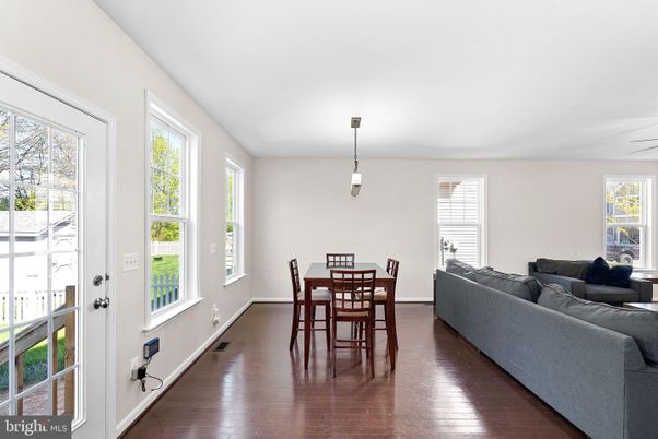 Dining room, Interior, Living room, Pendant Lights, Wood Texture Flooring