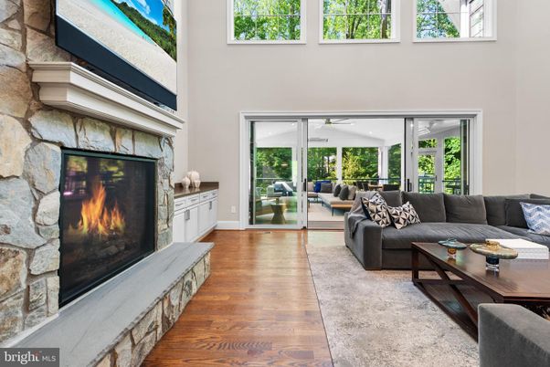 Fireplace, Interior, Living room, Stone Walls, Wood Texture Flooring