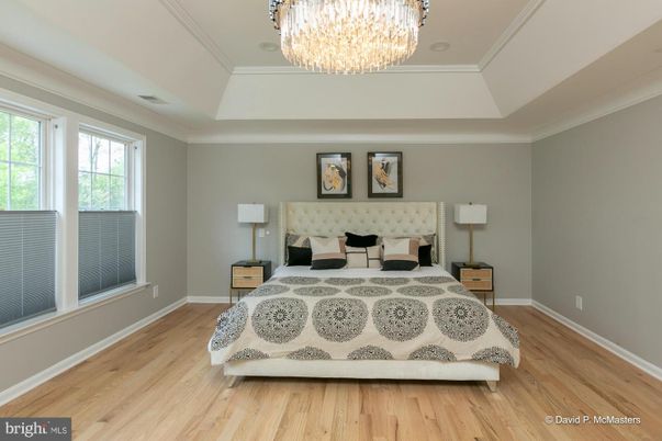 Bedroom, Chandelier, Interior, Wood Texture Flooring