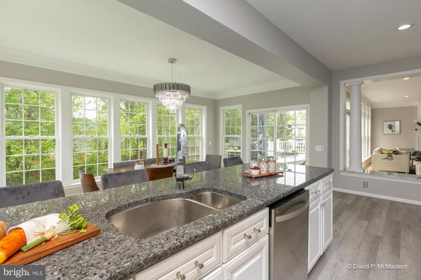 Chandelier, Dining room, Interior, Kitchen, Recessed Lighting, Wood Texture Flooring