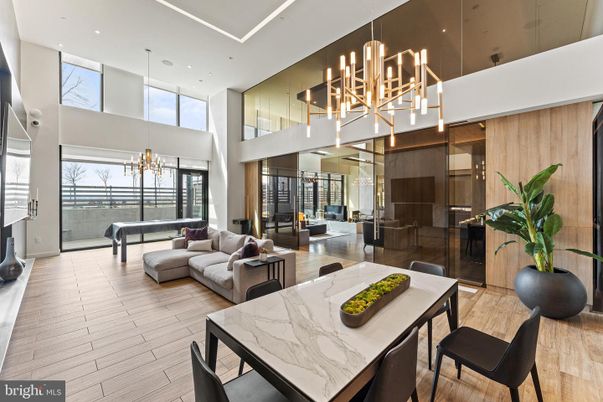 Chandelier, Dining room, Interior, Living room, Pendant Lights, Recessed Lighting, Wood Texture Flooring