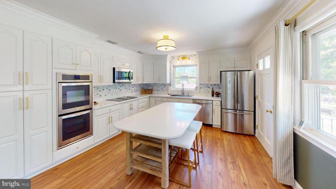 Interior, Kitchen, Stainless Steel Appliances, Wood Texture Flooring