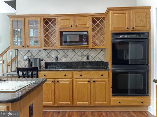 Interior, Kitchen, Tile Countertops, Wood Texture Flooring