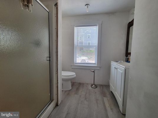 Bathroom, Glass Shower, Interior, Wood Texture Flooring