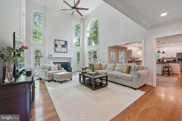 Fireplace, Interior, Kitchen, Living room, Pendant Lights, Recessed Lighting, Wood Texture Flooring