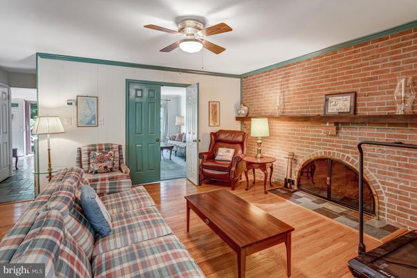 Fireplace, Interior, Living room, Stone Walls, Wood Texture Flooring